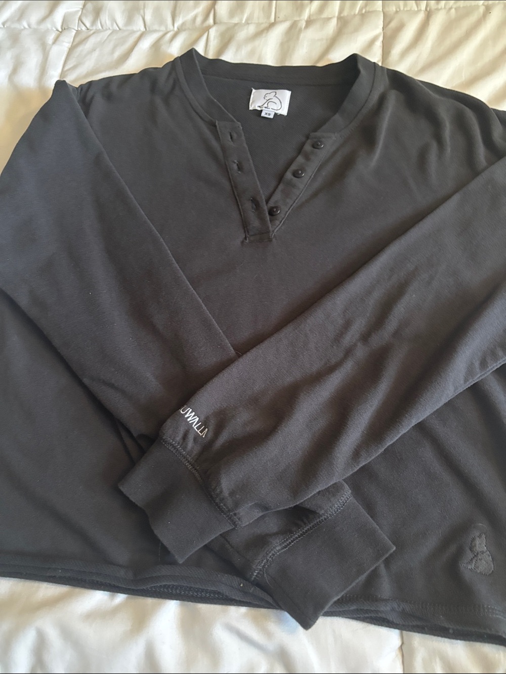 Kuwalla Black Henley Long Sleeve Thermal Shirt